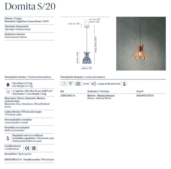 Bover Domita S20 Pendelleuchte